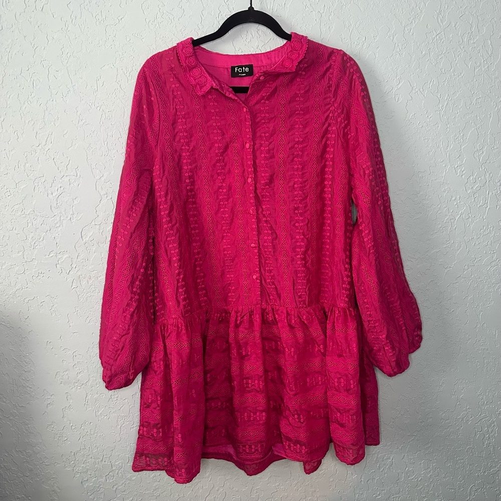 Fate Hot Pink Drop-Waist Dress | Size M